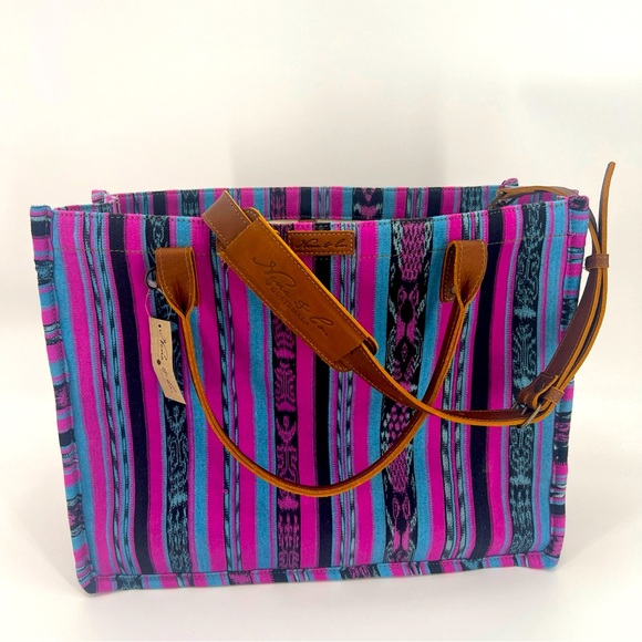 Nena & Co. Handbags - Nena & Co. 13in x 17in One Of A Kind Guatemala Travel Tote Bag Purple,blue,blk